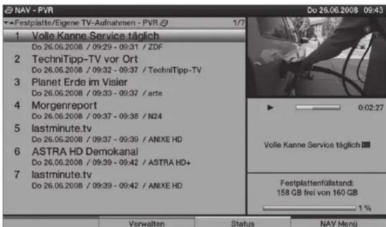 TECHNISAT HDTV 32 Plus - Afpilning af harddiskoptagelser - 1