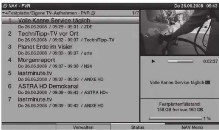 TECHNISAT HDTV 32 Plus - Odtwarzanie nagrań z twardego dysku - 1