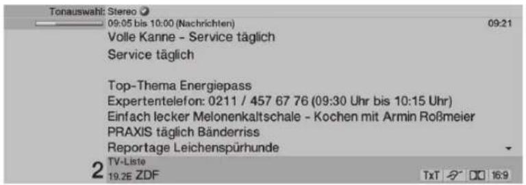 TECHNISAT HDTV 32 Plus - Visualizzazione di informazioni su ora e programma/altre informazioni sul programma - 2