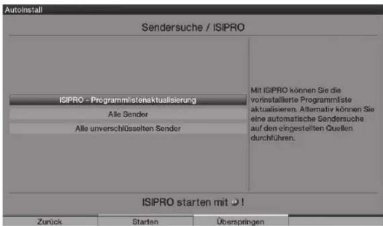 TECHNISAT HDTV 32 Plus - Spustit vyhledávání stanic / ISIPRO (pouze pro DVB-S prés ASTRA 19.2° East) - 1
