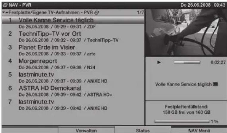 TECHNISAT HDTV 32 Plus - Lecture des enregistrements du disque dur - 1