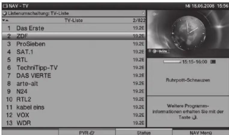 TECHNISAT HDTV 32 Plus - A l'aide de la liste des chaînes - 1