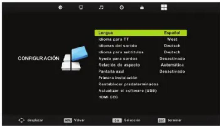 BLAUPUNKT B32C124TC - Menú de confi guración - 1