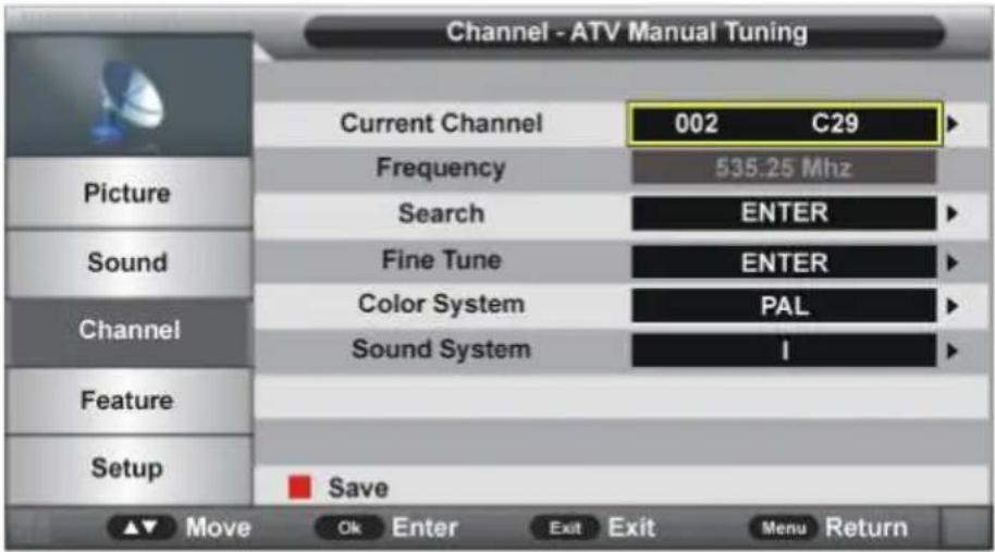 TOKAI TTE40D1304K - Recherche manuelle ATV (pour source TV Analogique seulement) - 1