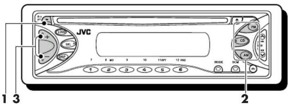 JVC LOAD SEL DSP 7 8 NO 9 10 11RPT 12 RND MODE SCM FM CD AM 1 2 3 4 5 6 1 3 2
