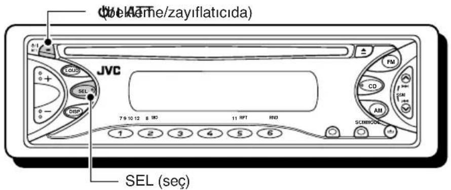 (JVC Ame/zayiflaticida) JVC LOAD SEL DISP 7 9 10 12 8 MO 11 RFT INO FM CD SSN AM SCMMODE SEL (sec)