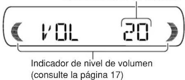 VOL 20 Indicador de nivel de volumen (consulte la página 17)