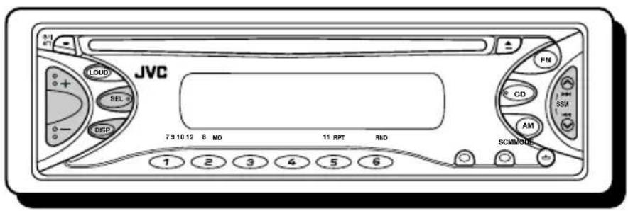 JVC 7 9 10 12 8 NO 11 RPT RND 1 2 3 4 5 6 FM CD SSM AM SC/MODE
