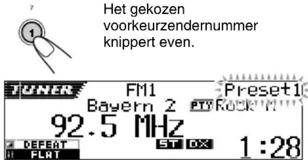 JVC KDSH9102 - Druk op de cijfertoets (in dit voorbeeld cijfertoets 1) en houd deze langer dan 2 seconden ingedrukt. - 1