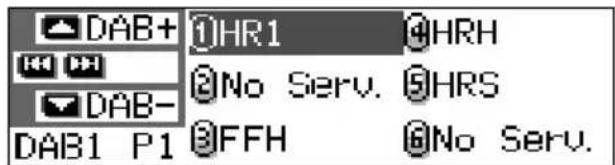 JVC KDSH9102 - Drücken und halten Sie die Taste (aufwärts) oder  (abwärts) gedrückt, bis die Liste mit den voreingestellen Ensembles (Primärendienst) für das aktuelle Band (DAB1, DAB2 oder DAB3) auf dem Display erscheint. - 2