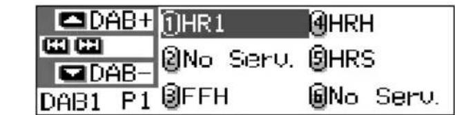 JVC KDSH9102 - Maintenez pressée  (haut) ou  (bas) jusqu'à ce que la liste des ensembles préreglés (services primaires) pour la bande actuelle (DAB1, DAB2 ou DAB3) apparaissse sur l'affichage. - 2
