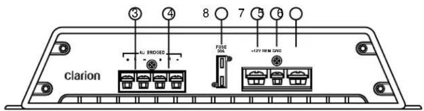 CLARION APX1301 - Power and speaker connections - 2