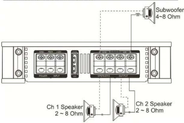 Ground Zero GZRA 4100 X - Lautsprecher Anschluss für Trimode Betrieb – Bemerkungen - 5