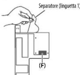 KENWOOD KDCBT49DAB - Rimuovere orizzontalmente il separatore (linguetta 1) dell'antenna a pellicola (F) e applicarla al parabrezza. - 1