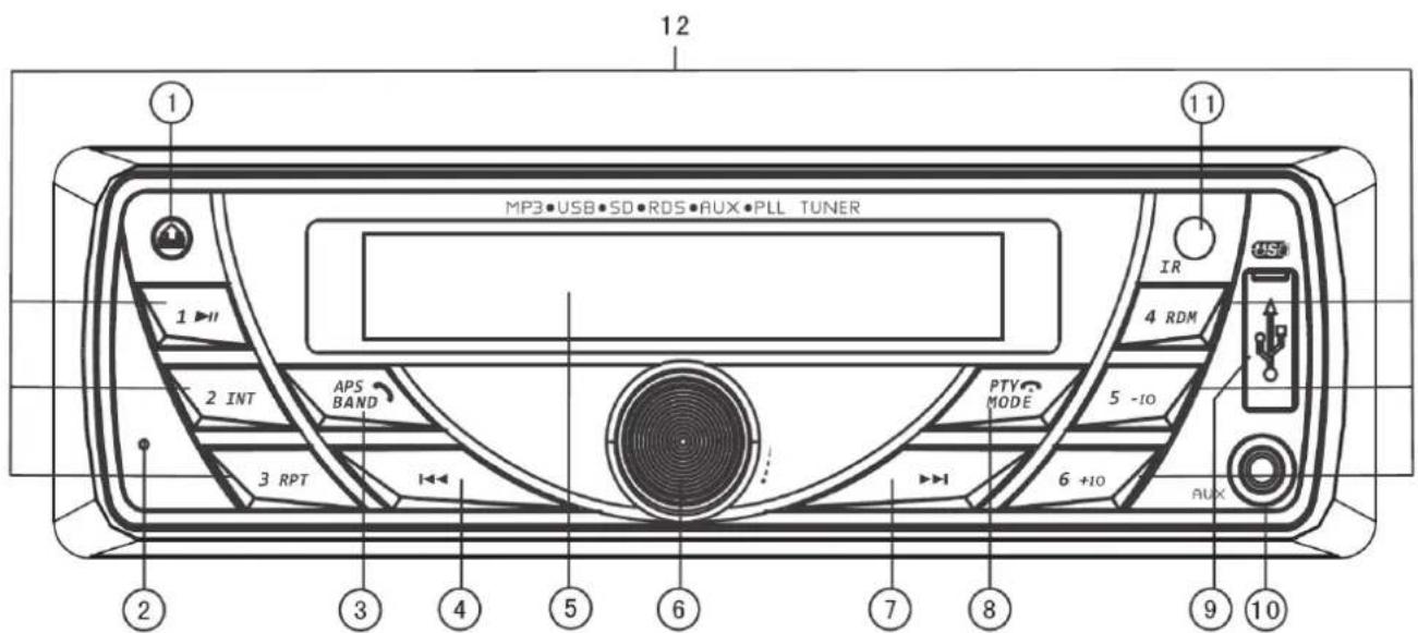Auna MD140BT 10007164 - Façade et touches de commande - 1