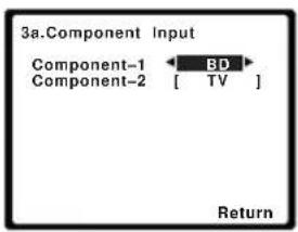 3a.Component Input Component-1 [ BD ] Component-2 [ TV ] Return