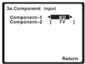3a.Component Input Component-1 [ BD ] Component-2 [ TV ] Return