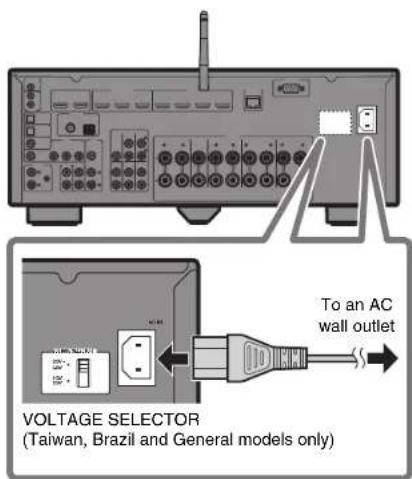 YAMAHA RXA870 - Connecting the power cable to an AC wall outlet, and turning on the unit - 1