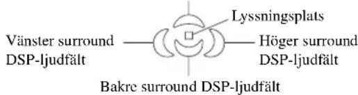 Vänster surround DSP-ljudfält Lyssningsplats Höger surround DSP-ljudfält Bakre surround DSP-ljudfält