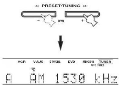 YAMAHA RXV557 - Drücken Sie einmal PRESET/TUNING I /h, um mit der automatischen Abstimmung zu beginnen. - 1