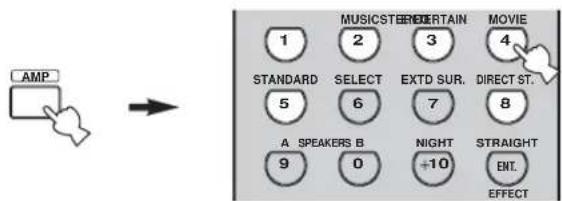 AMP 1 2 3 4 STANDARD SELECT EXTD SUR. DIRECT ST. 5 6 7 8 A SPEAKERS B NIGHT STRAIGHT 9 0 +10 ENT. EFFECT