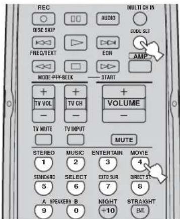 REC DISC SKIP FREQ/TEXT MODE-PIP-SEEK + TV VOL - TV MUTE MUTE STEREO 1 STANDARD 5 A. SPEAKERS B 9 0 AUDIO EON + TV CH - TV INPUT MUSIC 2 SELECT 6 NIGHT +10 ENTERTAIN 3 EXIT SUR 7 MOVIE 4 DIRECT ST 8 AMPS MULTI CH IN COOL SET