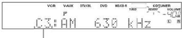 VCR V-AUX DTV/CBL DVD N8/CD-B SD IC3:AM 630 kHz CD/TUNER VEVINY VOLUME dB