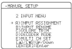 YAMAHA HTR6140 - INPUT MENU - 1
