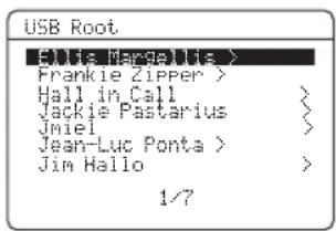 YAMAHA HTR6140 - Druk op ②DISPLAY om de hoogste USB bestandenlijst te tonen. - 1
