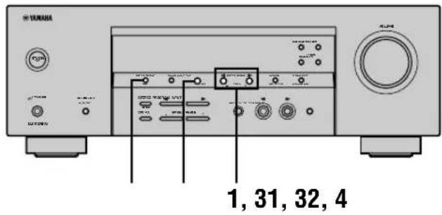 YAMAHA HTR5730 - Appuyez sur la touche PRESET/TUNING / (PRESET- 1 + dans le cas du boitier de télécommande) pour selectionner un numero de memoire (1 a 8). - 3