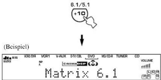 6.1/5.1 +10 (Beispiel) VCR2-DVR VCR1 V-AUX DTV/CBL DVD MD/CDR TUNER CD Matrix ES SP CINEMAOSP Matrix 6.1 VOLUME LCB [+] 58
