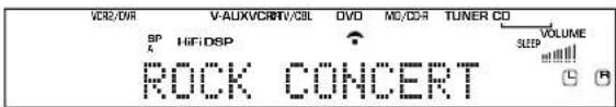 VCR2/DIR V-AUXVCRNTV/CBL DVD MC/CD4 TUNER CD SP HiFiDSP RCK CONCERT SLEEP VOLUME
