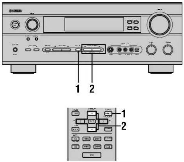 Diagram of a CD-ROM front panel with labeled ports and control buttons, showing two labeled sections (1 and 2) for audio or media interface.