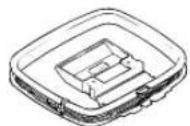 Diagram of a battery internal structure with labeled components and polarity indicators
