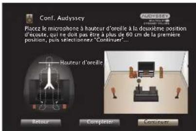MARANTZ SR7009 - Disposez le microphone de mesures et de configuration à la position 2, Sélectionnez "Continuer", puis appuyez sur ENTER. - 1