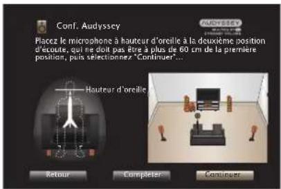 MARANTZ AV8802 - Disposez le microphone de mesures et de configuration à la position 2, sélectionnez "Continuer", puis appuyez sur ENTER. - 1