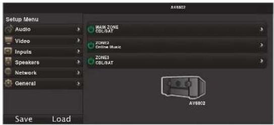 MARANTZ AV8802 - Lorsque le menu principal est affiché, cliquez sur l'élément de menu que vous voulez utiliser. - 1