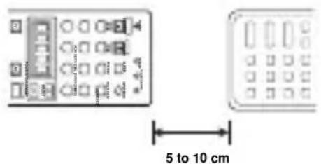 YAMAHA RXV757 - Place this remote control about 5 to 10cm apart from the other remote control on a flat surface so that their infrared transmitters are aimed at each other. - 1