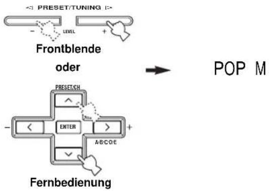 YAMAHA RXV657 - Drücken Sie PRESET/TUNING I /h (oder PRESET/CH u /d auf der Fernbedienung), um den gewünschten Programmtyp zu wählen. - 1