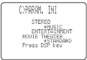 C:\PARAM.INI STEREO *MUSIC ENTERTAINMENT MOVIE THEATER *STANDARD Press DSP key