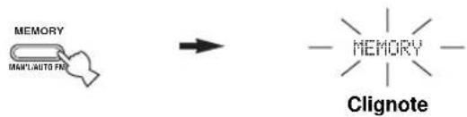 MEMORY MAN'L AUTO FAT → MEMORY Clignote
