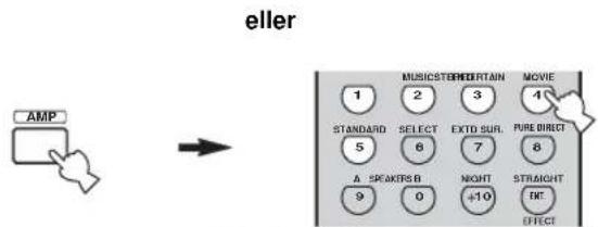 eller AMP MUSIC/BERI/CAITAIN MOVIE 1 2 3 4 STANDARD SELECT EXTO SUR. 5 6 7 PURE DIRECT A SPEKERS B NIGHT STRAIGHT 9 0 +10 NT EFFECT