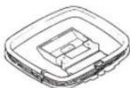 Diagram of a battery internal structure with labeled components and polarity indicators