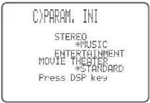 C:\PARAM.INI STEREO *MUSIC ENTERTAINMENT MOVIE THEOER *STANDARD Press DSP key