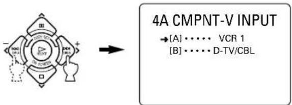 4A CMPNT-V INPUT →[A]……VCR 1 [B]……D-TV/CBL
