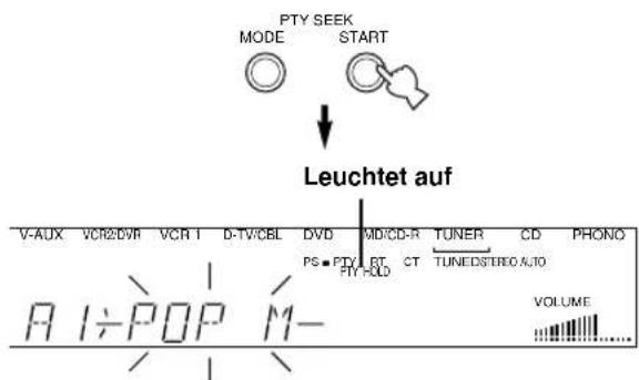 YAMAHA RXV620RDS - Drücken Sie PTY SEEK START, um den Suchlauf unter den RDS-Sendern zu starten. - 1
