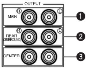 OUTPUT MAIN REAR SURROUND CENTER 1 2 3