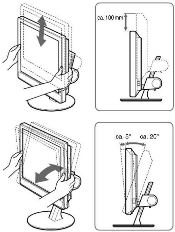SONY SDMX73 - Pak beide zijden van het LCD-scherm vast en stel de gewenste hoek in. - 1