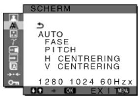 SONY SDMX73 - SCHERM menu (alleen analoog -signaal) - 1
