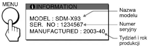 SONY SDMX73 - Wyświetlanie informacji na temat monitora - 1